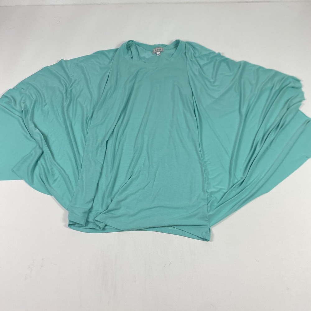 K Fisk Wrap Cardigan Womens XS Small Turquoise Made In USA Lightweight